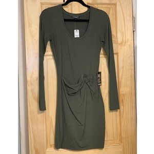 NWT EXPRESS olive green fitted cotton dress